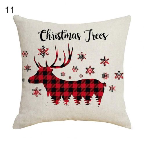 Housse De Coussin Imprimée Simple Face En Lin, Taie D'oreiller De Noël, Pour Canapé, Décor De Maison, 45x45