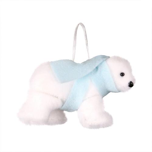 Mini ours en peluche blanc mignon avec écharpe, pendentif suspendu