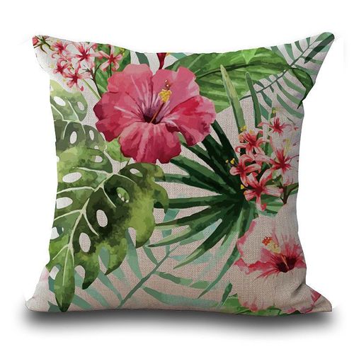 Housse De Coussin Imprimée De Fleurs, Taie D'oreiller Décorative Vintage, Feuilles Tropicales 3d, Décoration De Maison, Décoration De Chambre