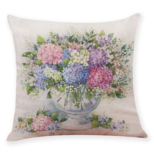 Housse De Coussin Imprimée De Fleurs, Taie D'oreiller Décorative Pour Canapé, Salon, Maison, Siège, Chambre À Coucher