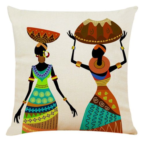 Housse De Coussin Ethnique Africaine Pour Femme, Taie D'oreiller Décorative Pour Canapé, Fille Africaine, Tissu De Lin Couleur, Décoration De La Maison