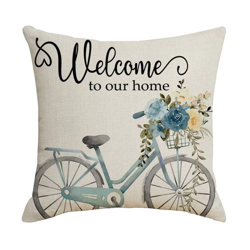 Housse De Coussin En Lin Pour Vélo, Taie D'oreiller De Taille Standard, Avec Impression Numérique, Avec Fermeture Éclair, Pour Canapé, 45cm, Printemps