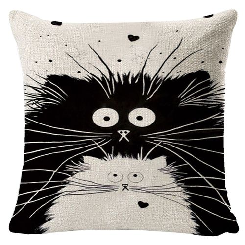 Housse De Coussin Imprimée À Motifs Chats, Décoration De Maison, Canapé, Voiture, Taie D'oreiller En Velours, Décoration De Chambre
