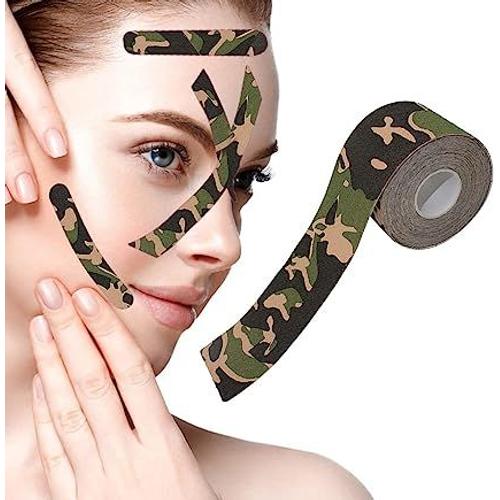 Face Lift Tape, Autocollant Lifting Visage, V-Line Face Lift Patch, Patch Anti Rides Visage, Tape Face Lift, Patchs De Levage De Visage Invisibles, Pour Raffermir La Peau, 5cmx5m, Camouflage Vert