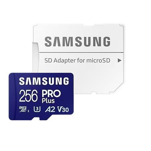 Samsung PRO Plus MB-MD256SA - Carte mémoire flash (adaptateur microSDXC vers SD inclus(e)) - 256 Go - A2 / Video Class V30 / UHS-I U3 - microSDXC UHS-I - bleu