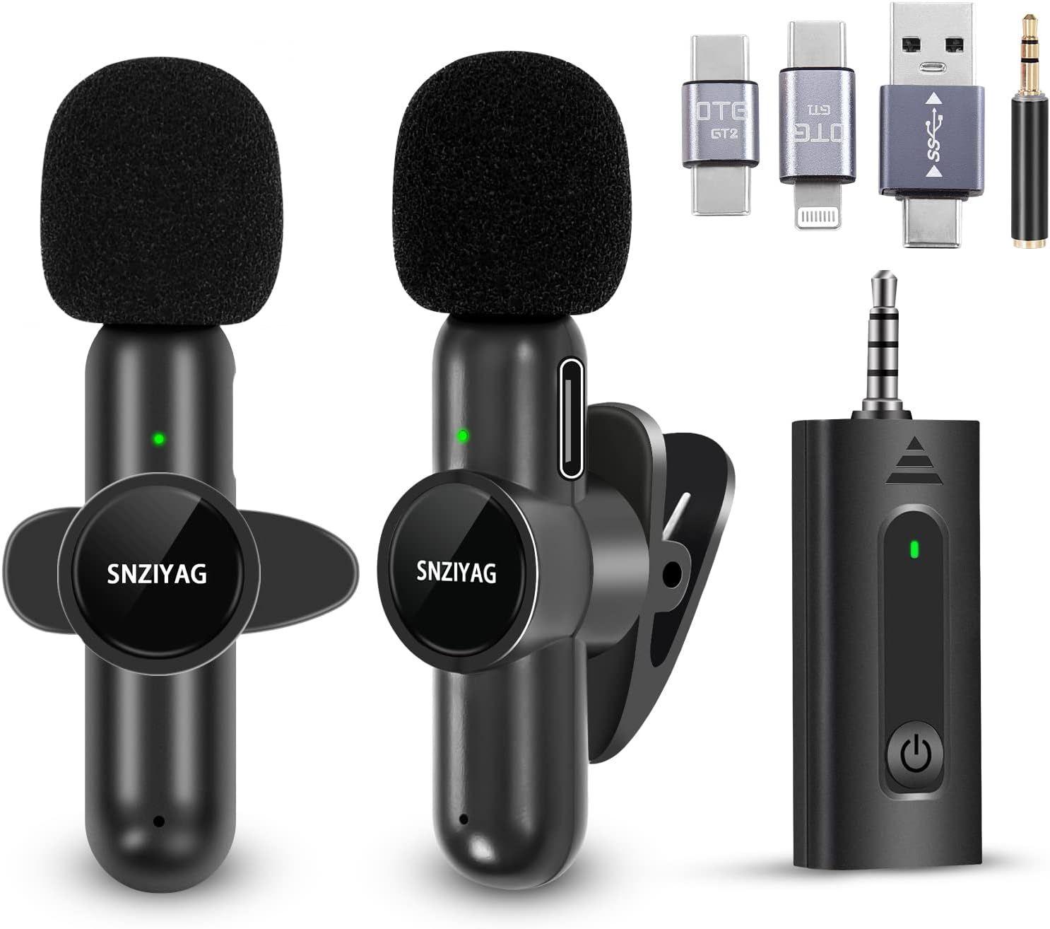 AIKELA Double microphone sans fil pour iPhone, Android, appareil photo,  micro cravate sans fil Plug-Play 2,4 G Ultra faible retard puce de  réduction du bruit intégrée 7 h de temps de fonctionnement