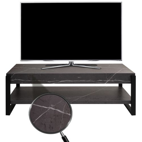 Meuble Tv Hwc-L53, Table De Télévision Lowboard Tv-Tisch, Métal 42x120x44cm   Aspect Marbre Gris