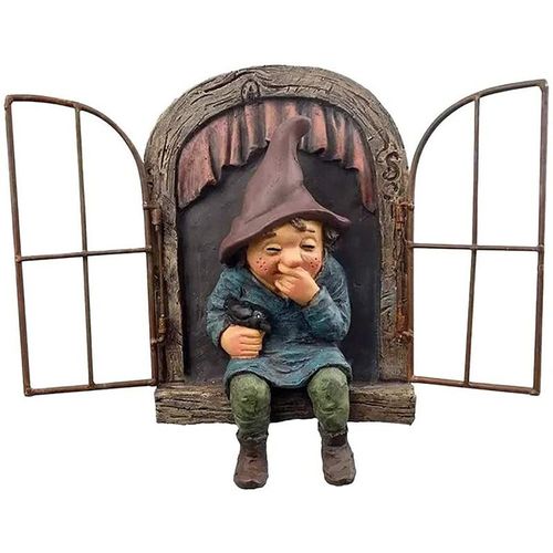 Sculpture de Nain de Jardin, 3D résine Statue Ornements d'arbre, décoration de Statue Miniature. Accessoires de Jardinage de Statue de Figure Mignonne pour intérieur et extérieur,15 cm de Haut
