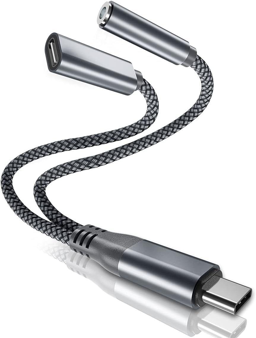 USB C Audio Adaptateur, 2 en 1 Type C vers Adaptateur Prise Jack pour  Casque Audio 3.5 mm avec Chargeur, câble Audio USB C -Noir