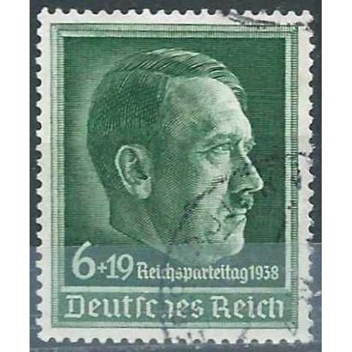 Allemagne, 3ème Reich 1938, Beau Timbre Yvert 613, 10ème Congrès Du Parti National Socialiste, Portrait Chancelier Hitler, Oblitéré, Tbe, Cote 12 Euros -