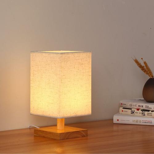 Lampe de Table avec pince en bois massif, lampe de chevet, pour