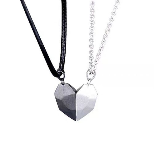 Colliers pendentif deux âmes un coeur pour couple, collier de couple aimant créatif en pierre de souhait