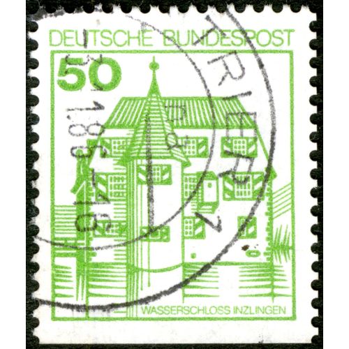 Timbre Oblitéré Deutsche Bundespost 50 Wasserschloss Inzlingen