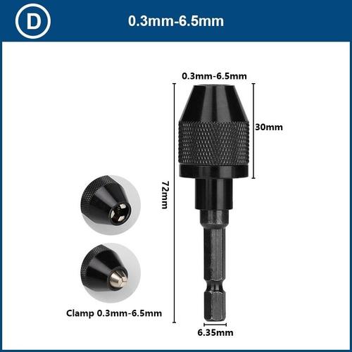 XCAN mandrin de perçage sans clé 0.3-3.4mm 0.3-6.5mm 0.3-8mm mandrin à tige hexagonale adaptateur de foret convertisseur de perçage outil de serrage de mandrin de perçage - Type 0.3-6.5mm D