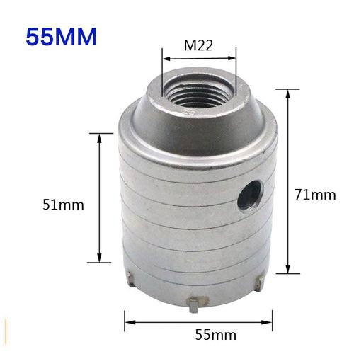 Scie cloche murale SDS Plus,foret pour trous,scie cloche pour béton avec arbre rond 30-160mm,outil de coupe de trous pour la pierre de ciment - Type 55mm