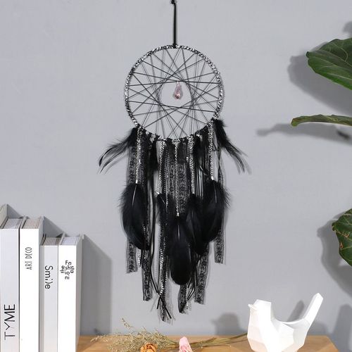 Dream Chaser Natural Amethyst Dream Catcher Pendentif Black Lace Tassel Shop Dream Net Wind Chime