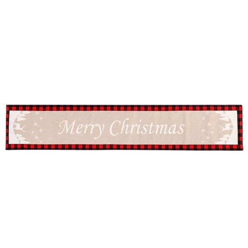 Drapeaux décoratifs de table à carreaux noirs rouges imprimés Tapis de table teint à la maison pour fête de Noël Nappe nordique Drapeaux décoratifs de table à carreaux rouges imprimés pour fête de Noë