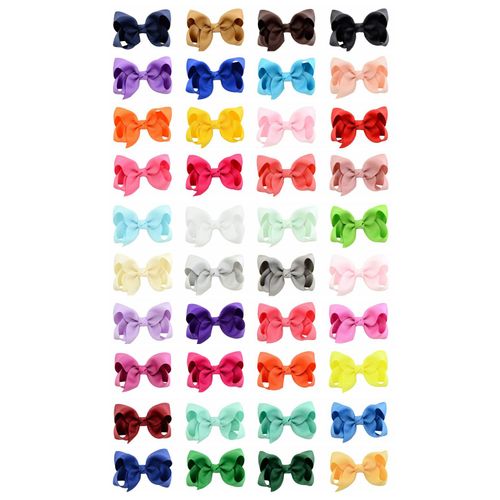 Lot de 40 barrettes en forme de Noeuds papillons, en ruban gros-grain 5,1 cm pour bébé fille