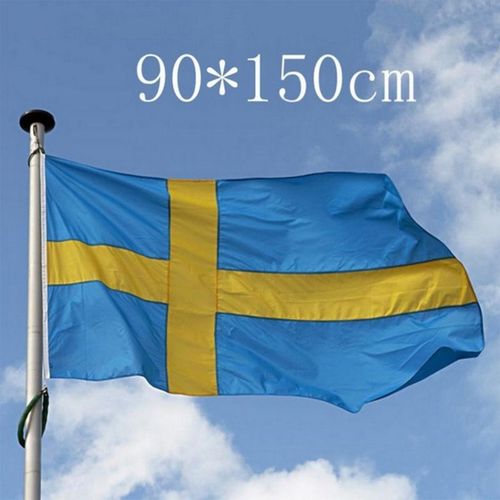 Drapeau Suède - 150x90 cm - Drapeau Suédois 100% Polyester Avec Oeillets Métalliques Intégrés