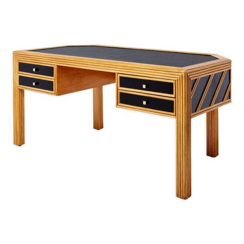 Bureau Excutif En Rotin Italien Annes 1970 Noir