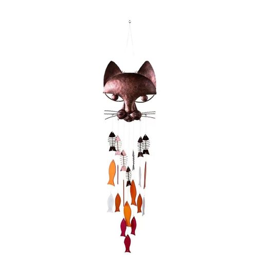 Poisson-chat en métal, pendentif carillon éolien, chat attrapant des rêves