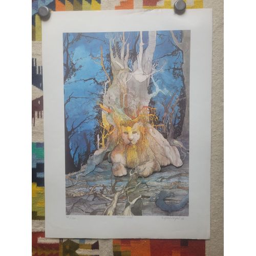 Lithographie De B. Quennehen : Arbre-Lion. N° 82/150, Signé Par L'artiste. Format : 48,5 X 66 Cm.