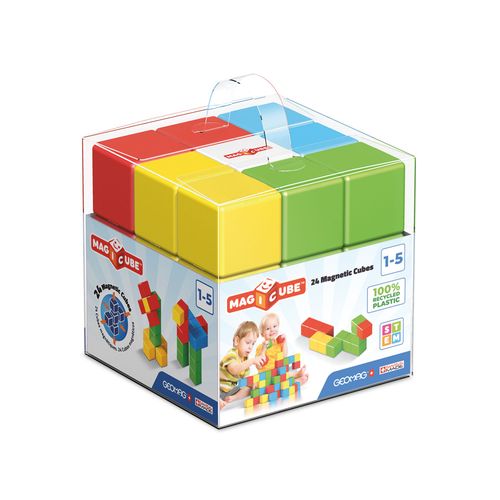 056 Geomag Magicube Full Color Crystal 24 Pcs - Jeux De Construction - Bloc De Construction Magnétique - Cube Magnétique - Unisexe
