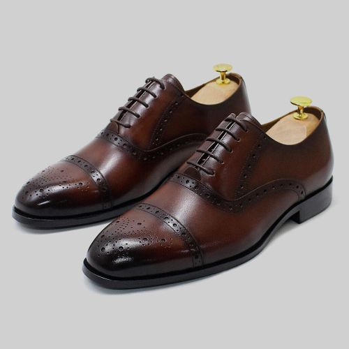 Chaussures Chaussures Oxford Grises Carrées Pour Hommesstyle Britannique Classiquerichelieu Formellégantcuir Véritable Naturelfête D'affaireschaussures Sociales