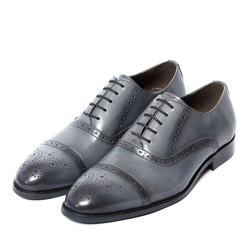 Chaussures Chaussures Oxford Grises Carrées Pour Hommesstyle Britannique Classiquerichelieu Formellégantcuir Véritable Naturelfête D'affaireschaussures Sociales