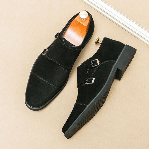 Flock-Mocassins À Double Structure Pour Hommes,Moine Marron,Noir,Carré,Parker,Chaussures Provoqué Pour Hommes D'affaires,Taille 38-46