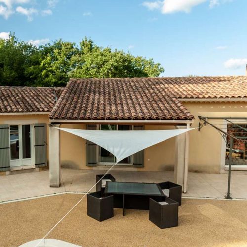 Voile D'ombrage Crème Triangulaire En Polyester 5m