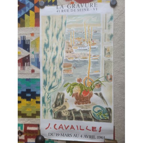 Affiche D'exposition De J. Cavailles À La Galerie La Gravure Du 19 Mars Au 04 Avril 1963.   Format: 40,5 X 75 Cm.