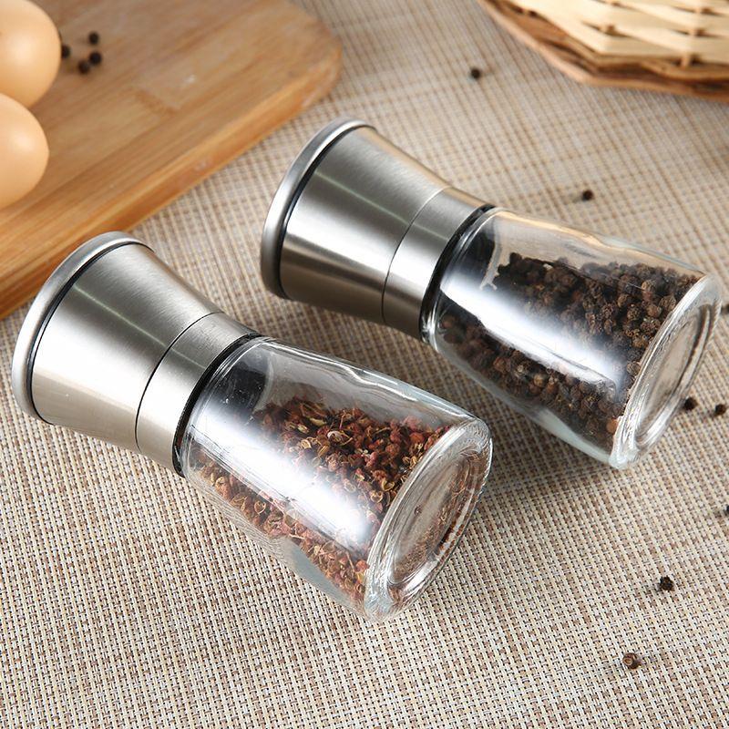 Deiss PRO Moulins à Poivre et gros Sel – Set manuels, en grain et sel rose  de l'Himalaya – La salière et poivrière d'acier inoxydable et verre - Avec  broyeur en réglable 