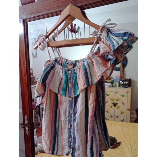 Top Rayé Coloré 42 Xl Vintage Années 90 Creeks.