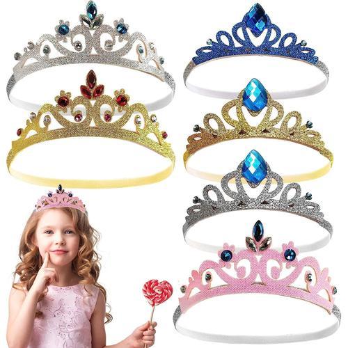 Couronne Princesse Fille, 6pcs Diademe Princesse Enfant Glitter