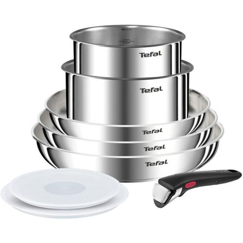 Batterie De Cuisine Tefal Ingenio Emotion Non Revetu L8968s04 - Set De 8 Pièces Poêles Et Casseroles Avec 2 Couvercles Hermétiques Et 1 Poignée Amovible