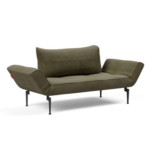 Canape Convertible Lit Zeal Laser Piétements Métallique Tissu Cordufine Vert Sapin