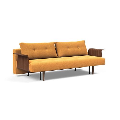 Innovation Living Canape Design Recast Plus Boucé Ocre Convertible Lit 200*140cm Accoudoirs Noyer