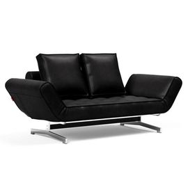 Canapé Design Ghia Chrome Tissu Fanual Noir Convertible Lit 210*80cm