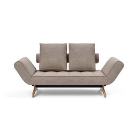Canapé Design Ghia Wood Convertible Lit 210*80 Cm Tissu Cordufine Beige