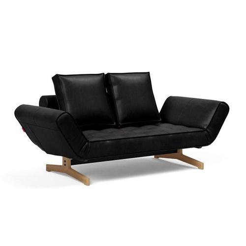 Canapé Design Ghia Wood Convertible Lit 210*80 Cm Tissu Fanual Noir