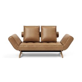 Canapé Design Ghia Wood Convertible Lit 210*80 Cm Tissu Faunal Marron