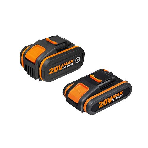Worx Power Share 20 V Batterie Li-Ion Set 1 x 2000 mAh Batterie Plus 1 x 4000 mAh Batterie rechargeable, 1 pièce, wa3605