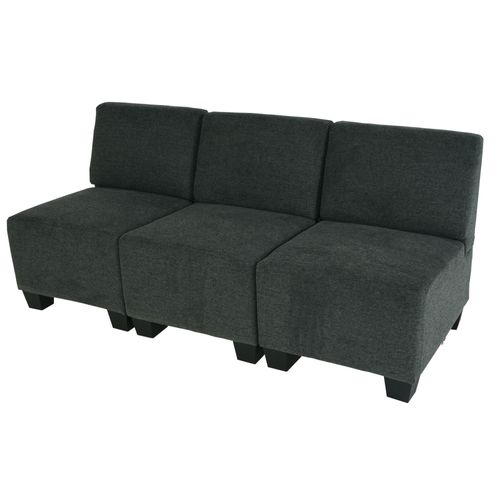 Modular Canapé 3 Places Lyon, Tissu/Textile   Gris Anthracite, Sans Accoudoirs