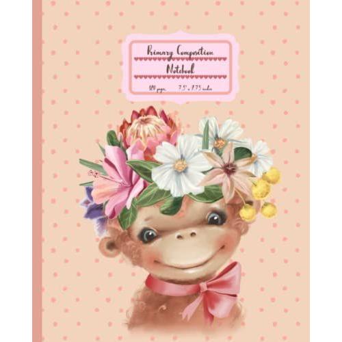 Cute Monkey Primary Composition Notebook: A Dotted Midline Handwriting Paper Kindergarten Journal With Drawing Area For African Safari Animals Love