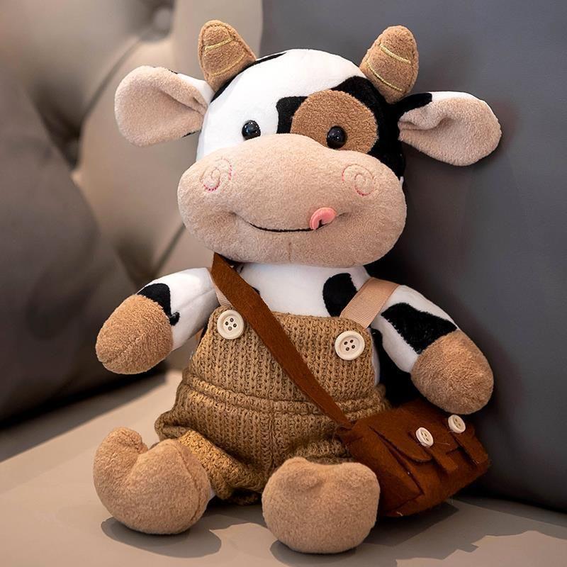 Animaux en peluche de vache, oreiller de vache doux en peluche