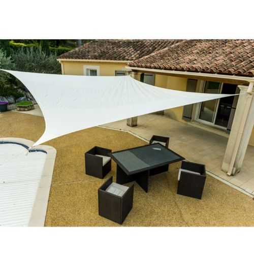 Voile D'ombrage Crème Rectangulaire En Polyester