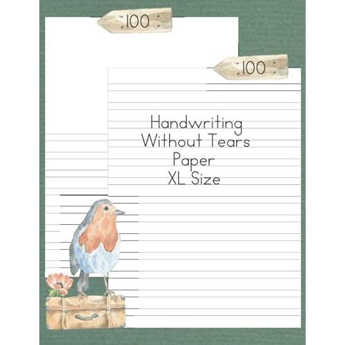 Handwriting Without Tears Paper: Xl Size 200 Pages Double Lines Paper 2 Style Cute Bird Lover