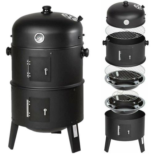 Barbecue Fumoir Multifonctions 3 en 1 Barbecue Smoker, Barbecue Charbon de Bois Fumoir