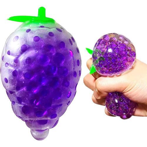 Lot de 1 balles anti-stress spongieuses aux raisins pour enfants et  adultes, jouets sensoriels Fidget aux fruits, jouet à presser, rempli de  perles d'eau en gel violet, idéal pour l'autisme, le TDAH